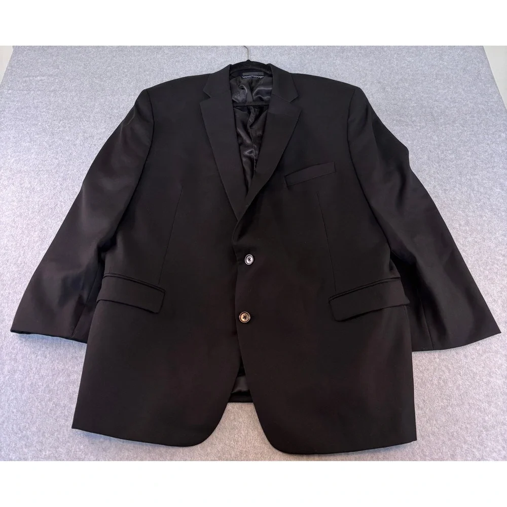 Lauren Ralph Lauren Mens Black Sport Coat Blazer 48R 2 Button Wool Blend
